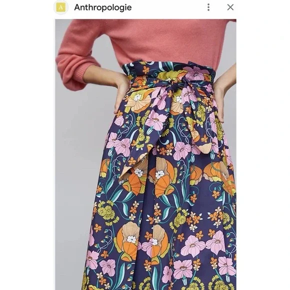 Corey Lynn Calter Kyla Midi Skirt M/L Anthropologie Paperbag Tie Waist A Line - Picture 1 of 14